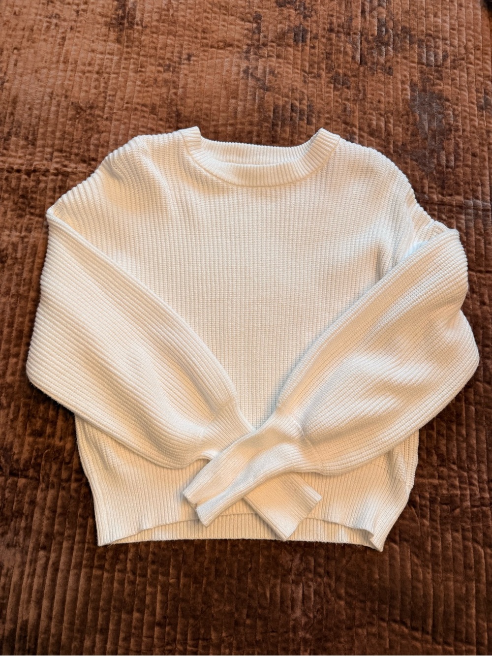 Everyday Cream Ribbed Crewneck Sweater